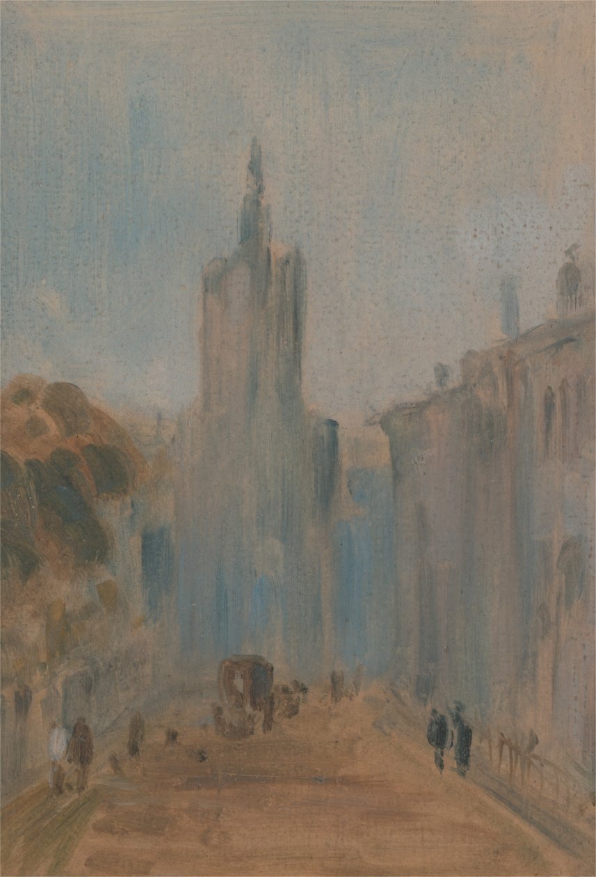 Utca templommal és alakokkal, 1822-1825. alkotó: Unbekannt