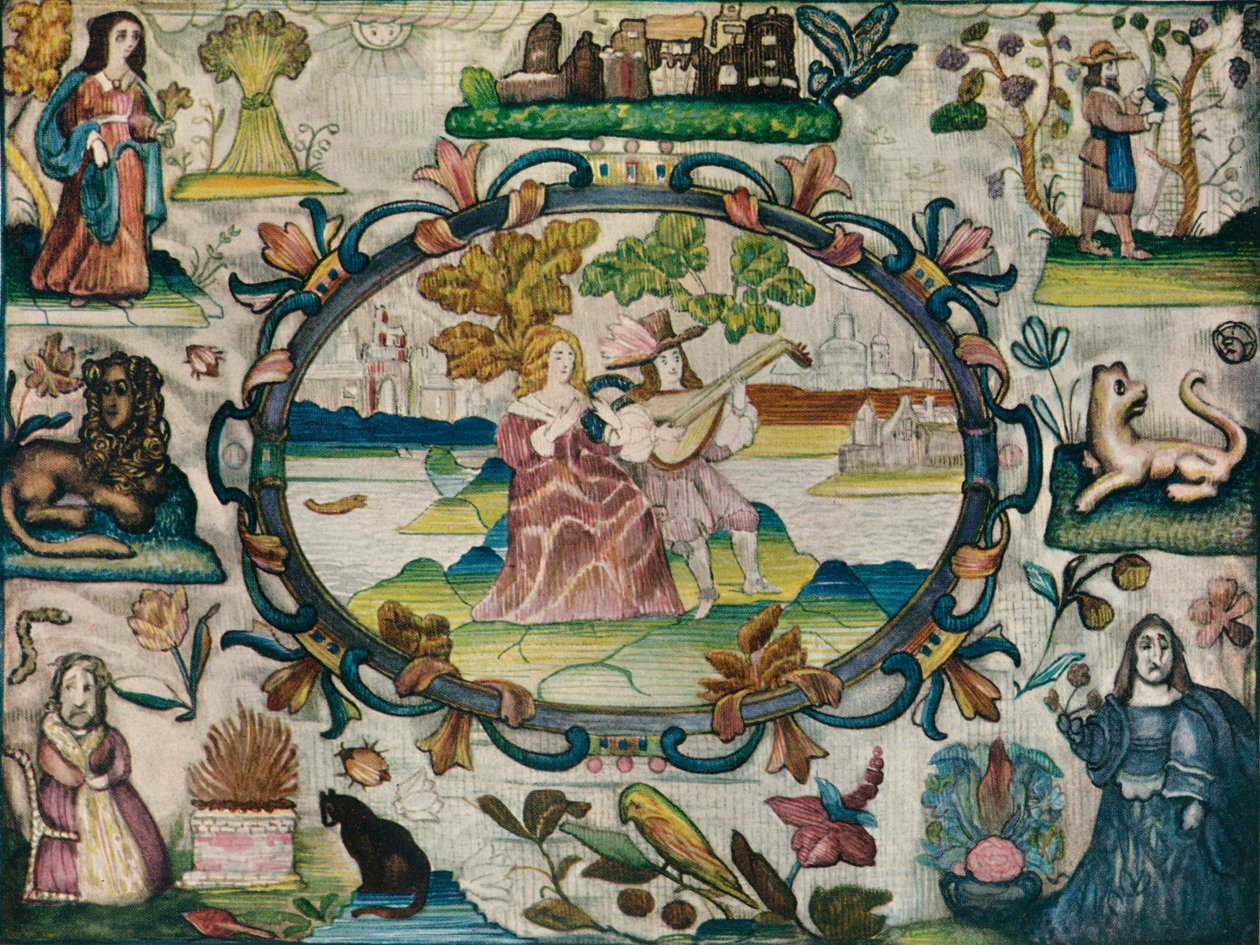 Stump Work Picture, Jacobe-korszak, c1615 alkotó: Unbekannt
