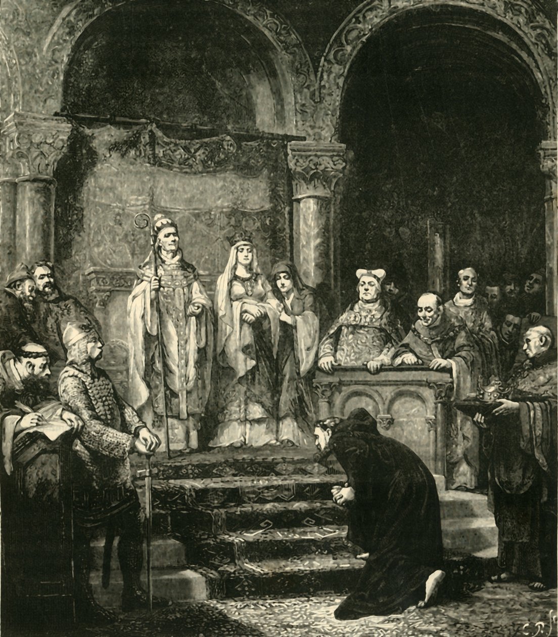 Henrik előterjesztése IV. Canossában, 1077, 1890. alkotó: Unbekannt