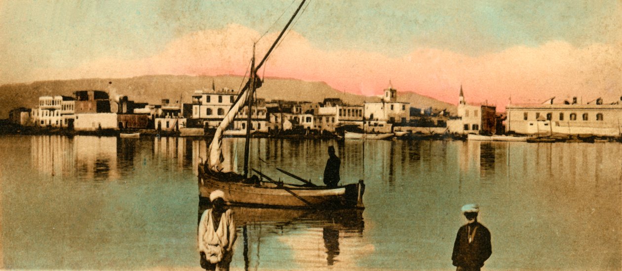 Szuez – Kilátás a tounra magas vizek idején, c1918-c1939. alkotó: Unbekannt