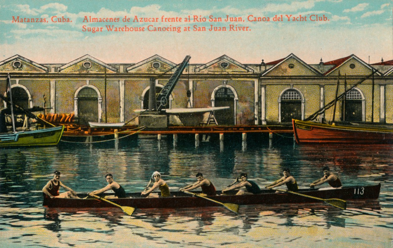 Cukorraktár kenuzás, San Juan folyó, Matanzas, Kuba, 1920-as évek alkotó: Unbekannt