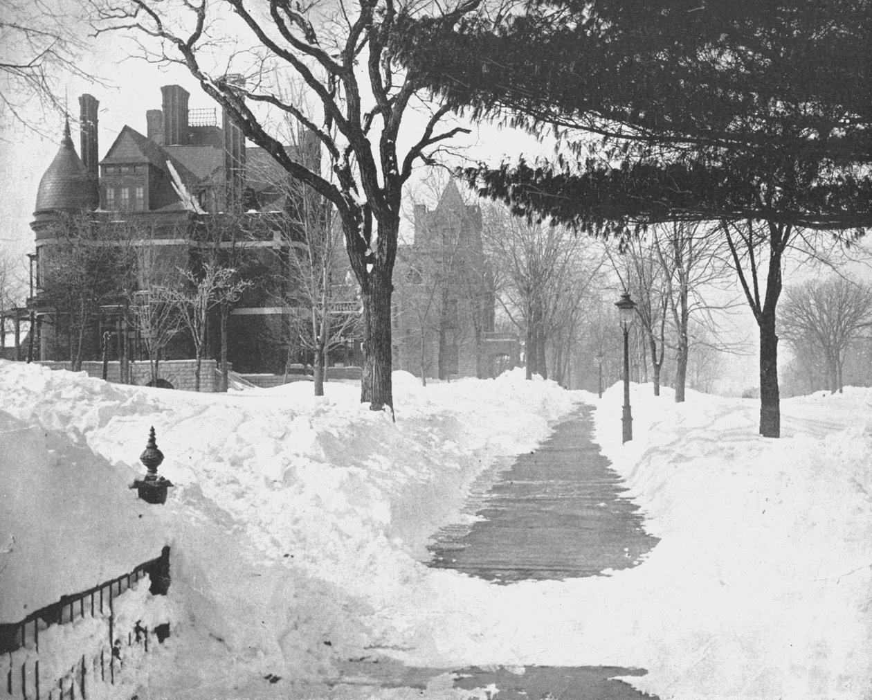 Summit Avenue in Winter, St Paul, Minnesota, USA, 1900 körül. alkotó: Unbekannt