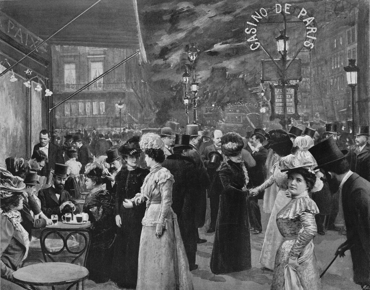 A körúton – a Café De La Paix előtt, 1900 alkotó: Unbekannt