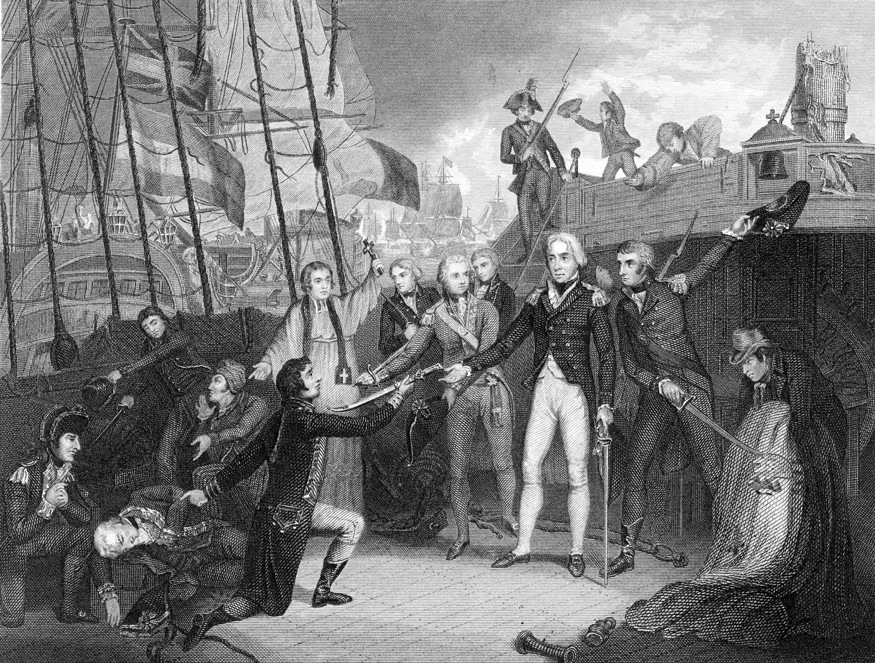 A San Josef spanyol hajó feladása a St Vincent-fok-i csata után, 1797 alkotó: Unbekannt