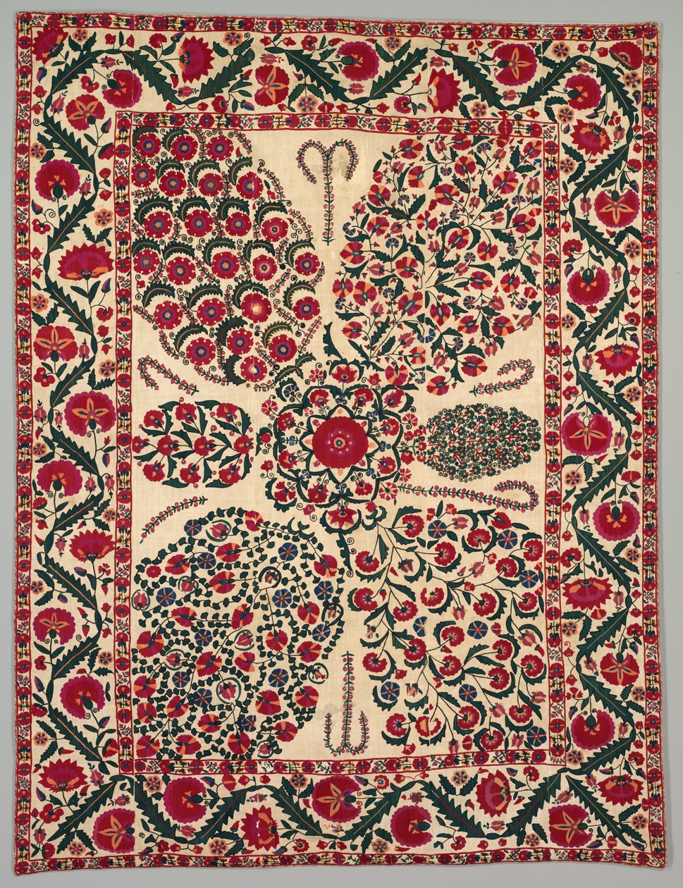 Suzani virágos permetekkel, 1800-1850. alkotó: Unbekannt