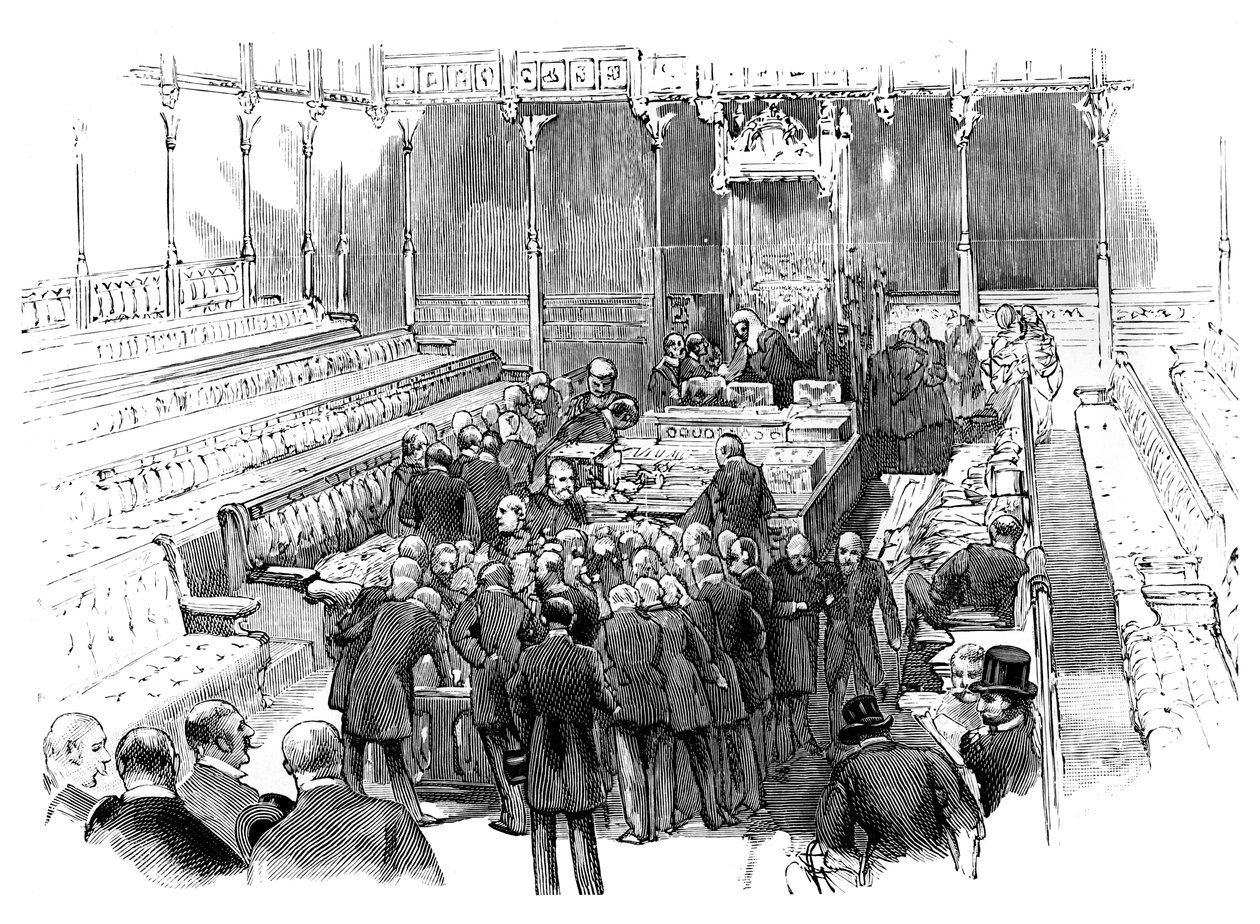 A képviselők eskütétele az alsóházban, Westminster, London, 1905 alkotó: Unbekannt