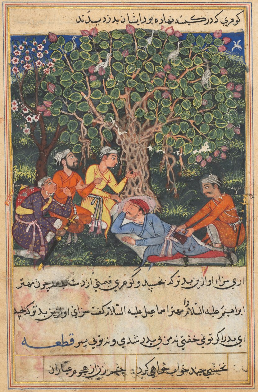 Papagáj meséi Tuti-nama: A tizenkettedik éjszaka: az utcai takarító, úton..., c. 1560. alkotó: Unbekannt