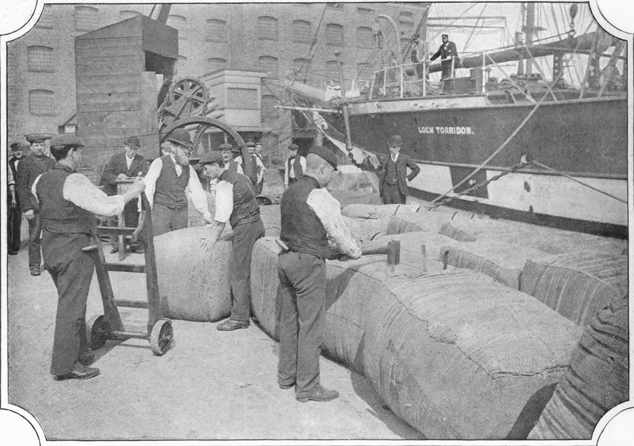 Gyapjúbálák számozása a London Docksban, 1900 1901 alkotó: Unbekannt