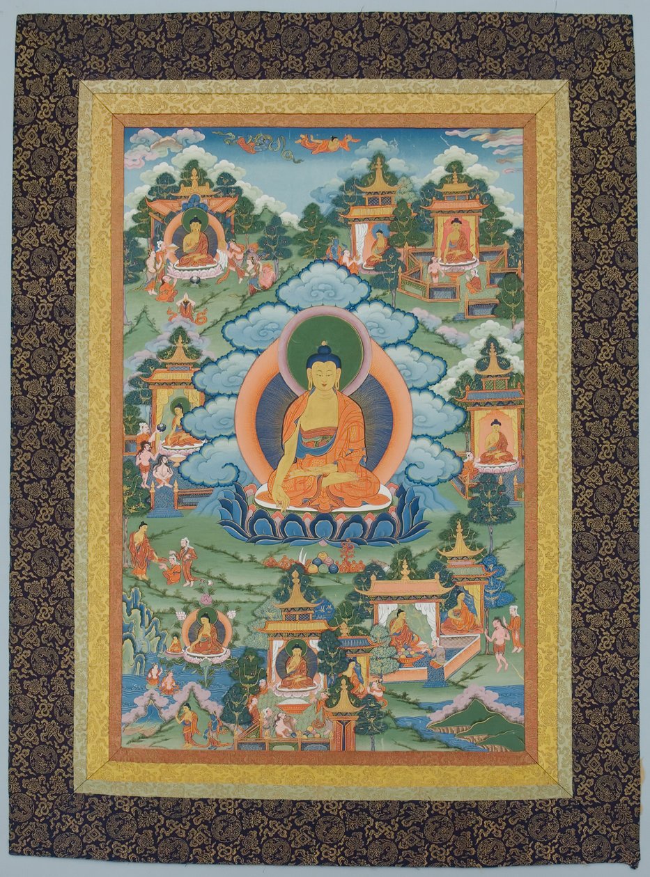 Tangka Buddhával, 19. század. alkotó: Unbekannt