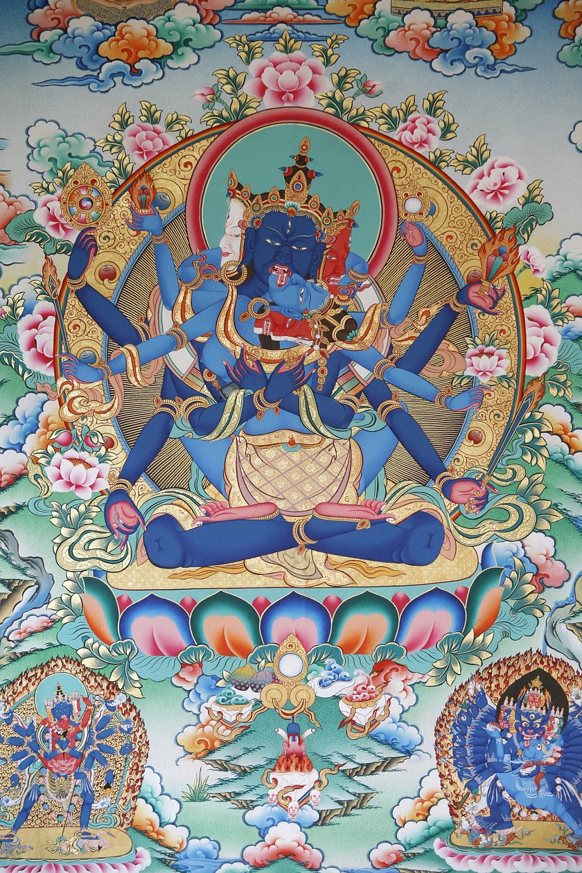 Tantrizmus: tibeti tantrikus istennő. Kopan kolostor, Katmandu, Nepál alkotó: Unbekannt