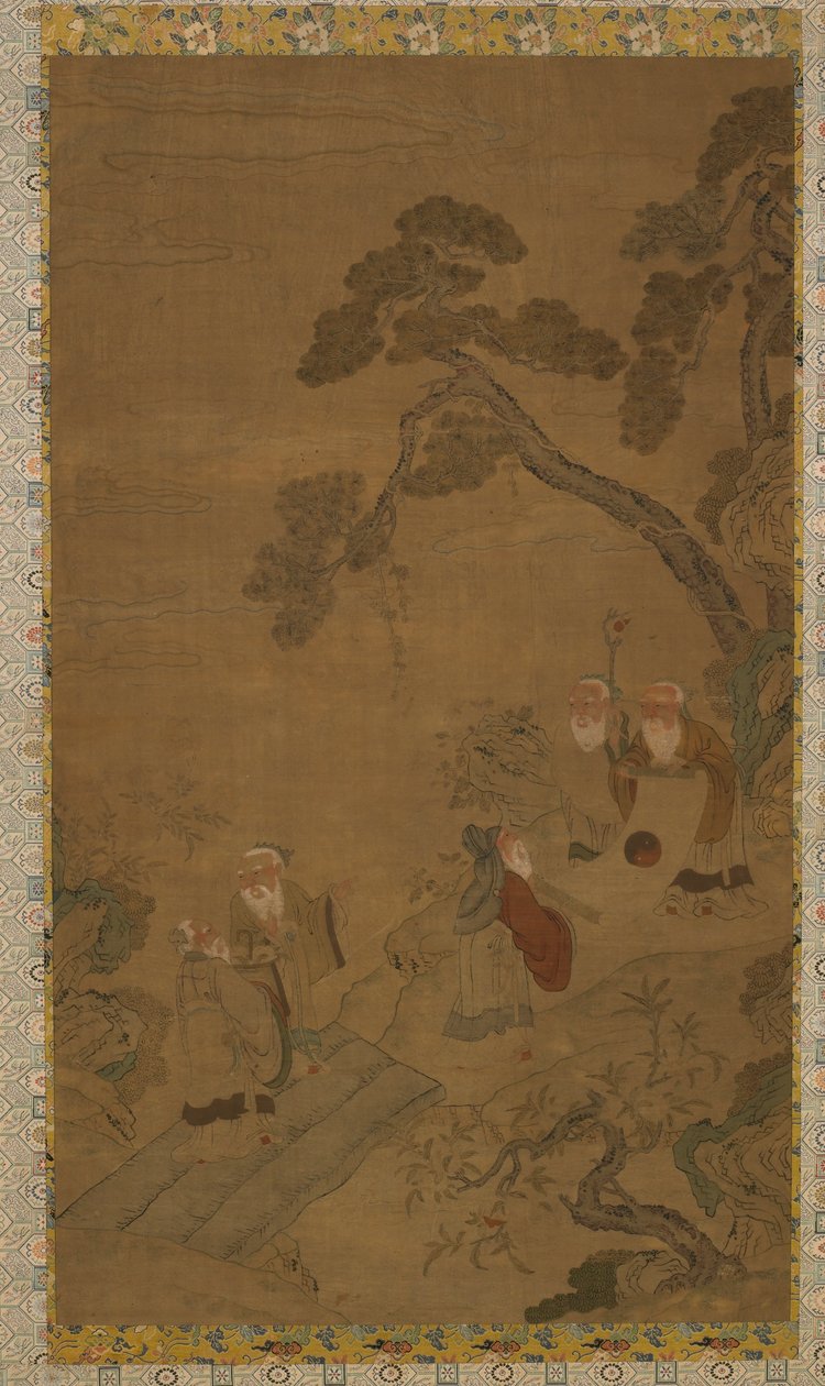 Gobelin: öt bölcs egy kertben, fenyők alatt, Ming-dinasztiától Csing-dinasztiáig, 1368-1911. alkotó: Unbekannt