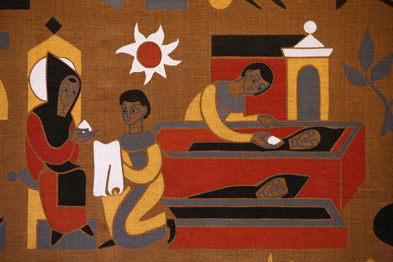 Gobelin a Saint-Pierre de Solesmes apátságban: Szent Benedek élete, Solesmes, Franciaország alkotó: Unbekannt