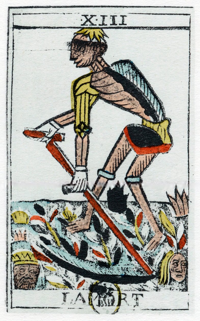 Tarot kártya a halálról, a kaszás, Noblet tarot, 17. század. alkotó: Unbekannt