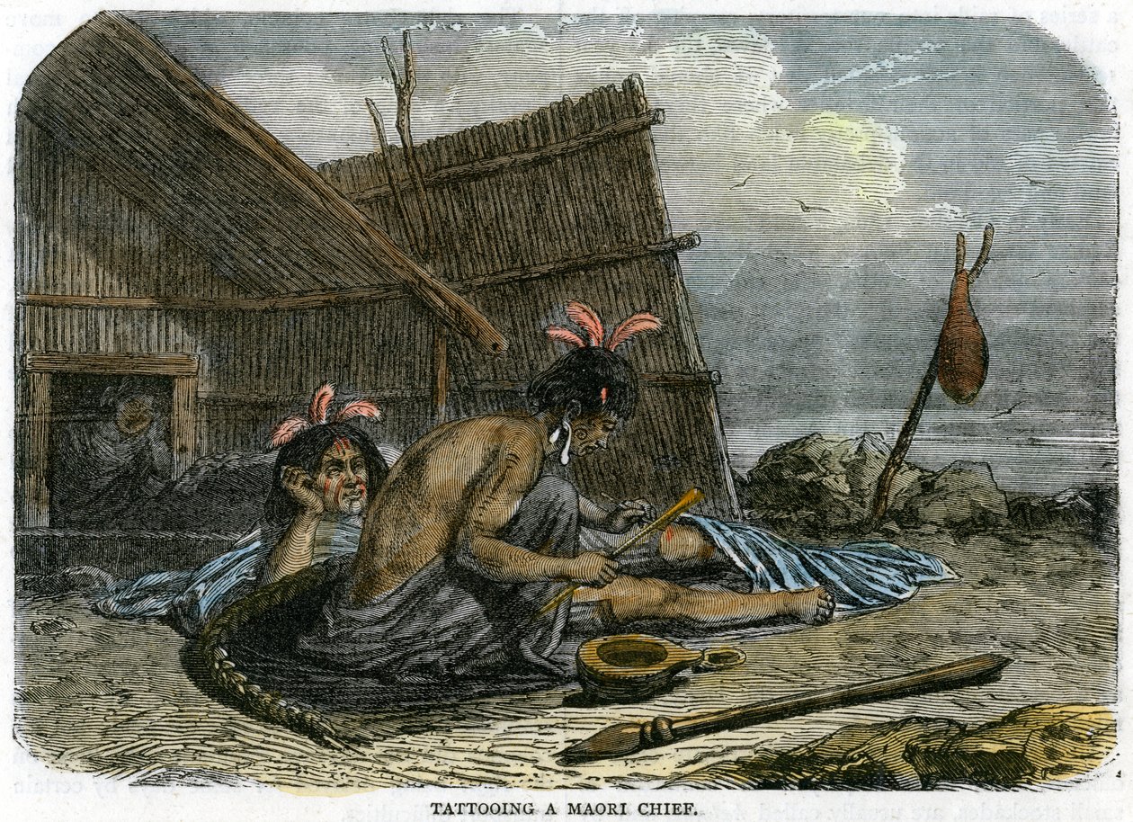 Maori főnök tetoválása, Új-Zéland, 1875 alkotó: Unbekannt