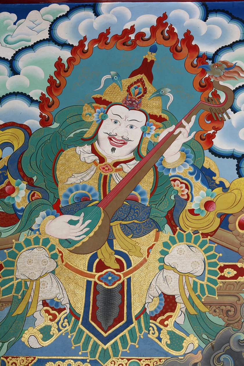 A Keletet és a tavaszt őrző templomőr, Dhritarashtra néven. Kopan kolostor, Katmandu, Nepál alkotó: Unbekannt