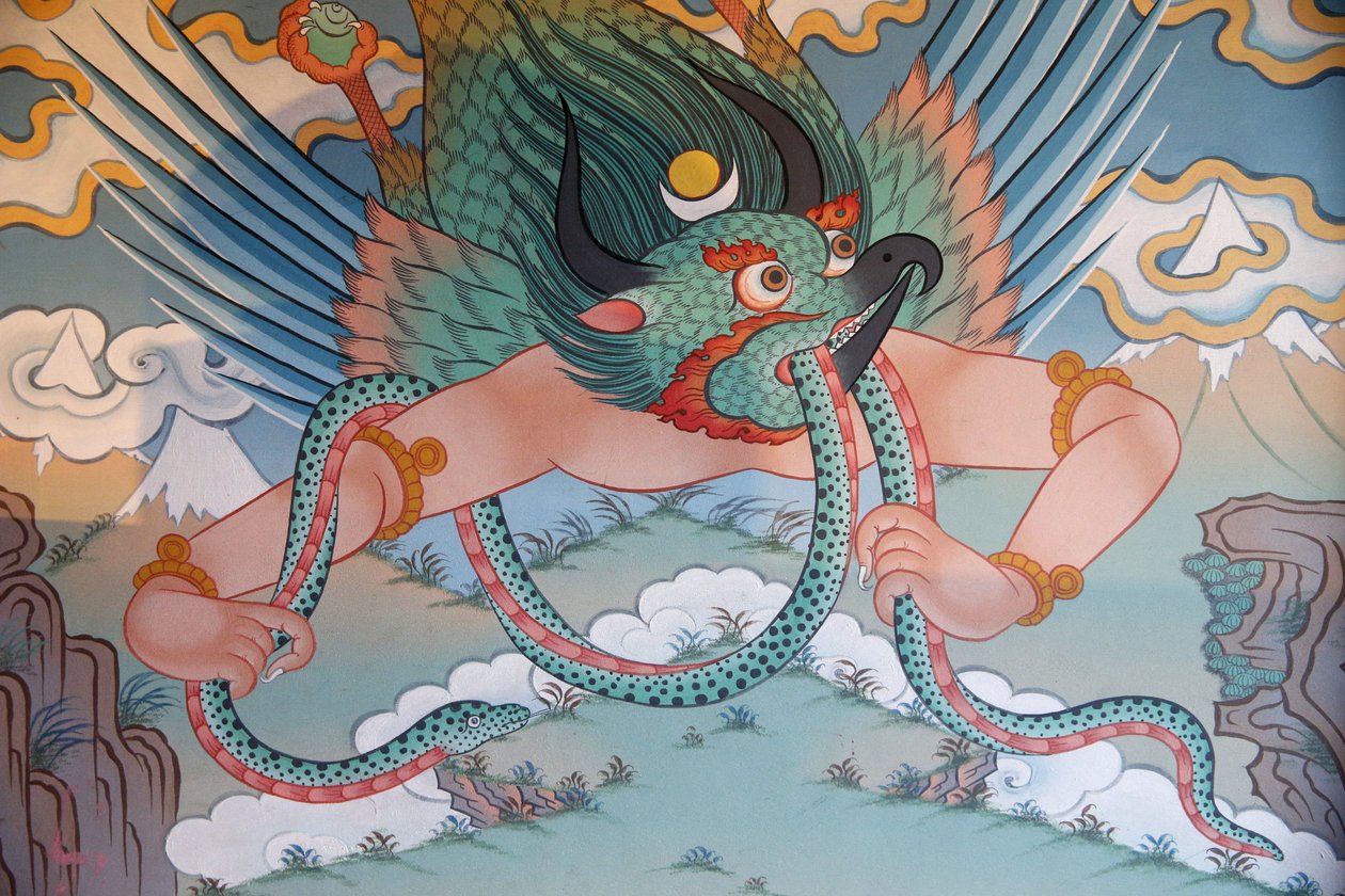 Az Ezer Buddha temploma Dashang Kagyu Ling gyülekezet Festmény Garuda, La Boulaye, Franciaország alkotó: Unbekannt