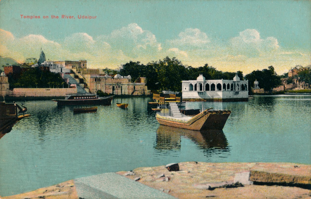 Templomok a folyón, Udaipur, 1900 alkotó: Unbekannt