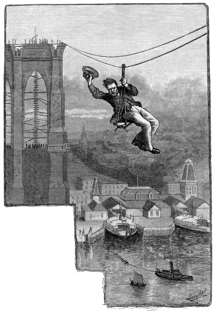 A kábelek tesztelése a Brooklyn Bridge-en, c1900 alkotó: Unbekannt