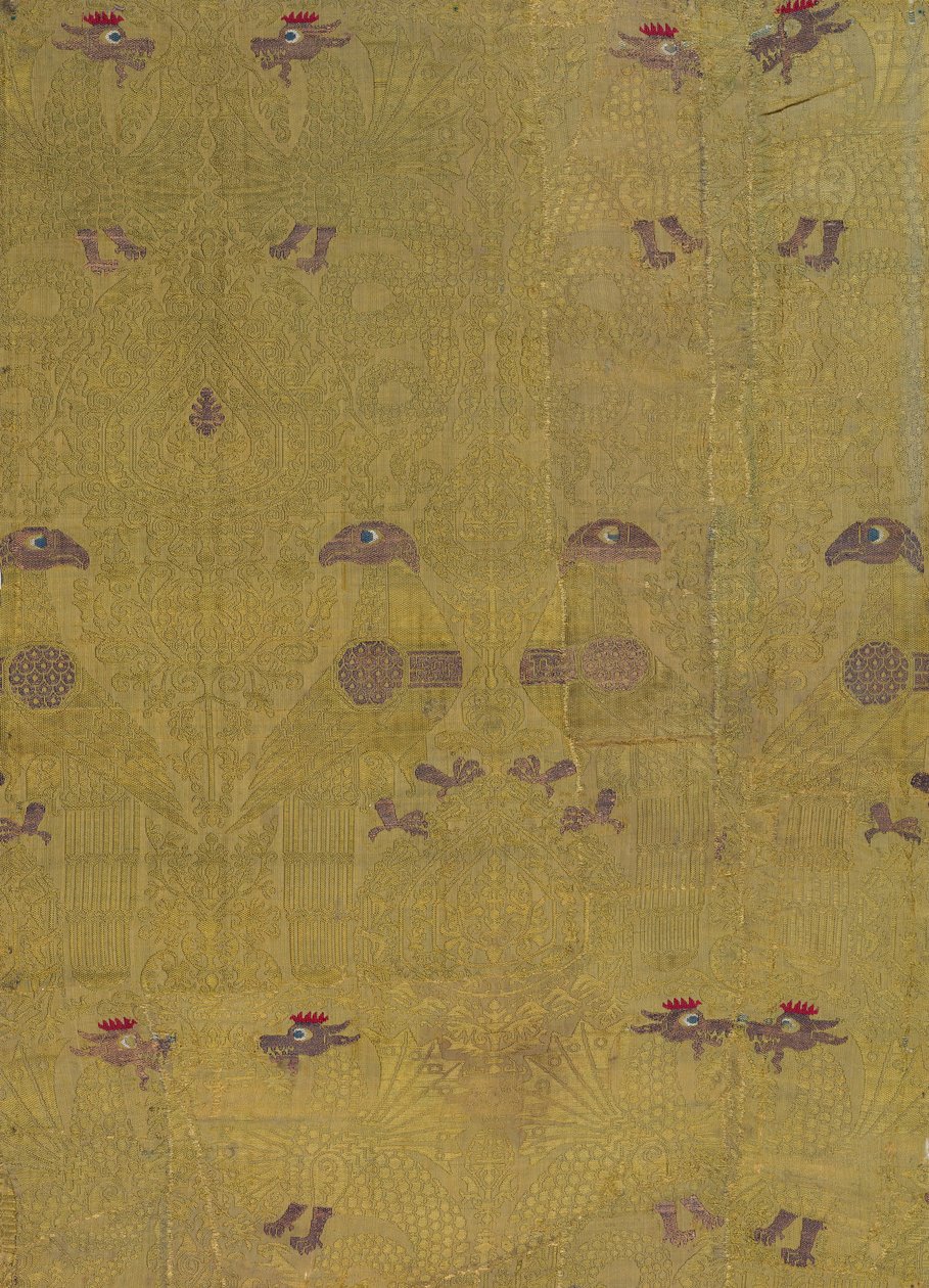 Textil, madarak, sárkány és pálma motívumok, olasz, 13-14. század. alkotó: Unbekannt