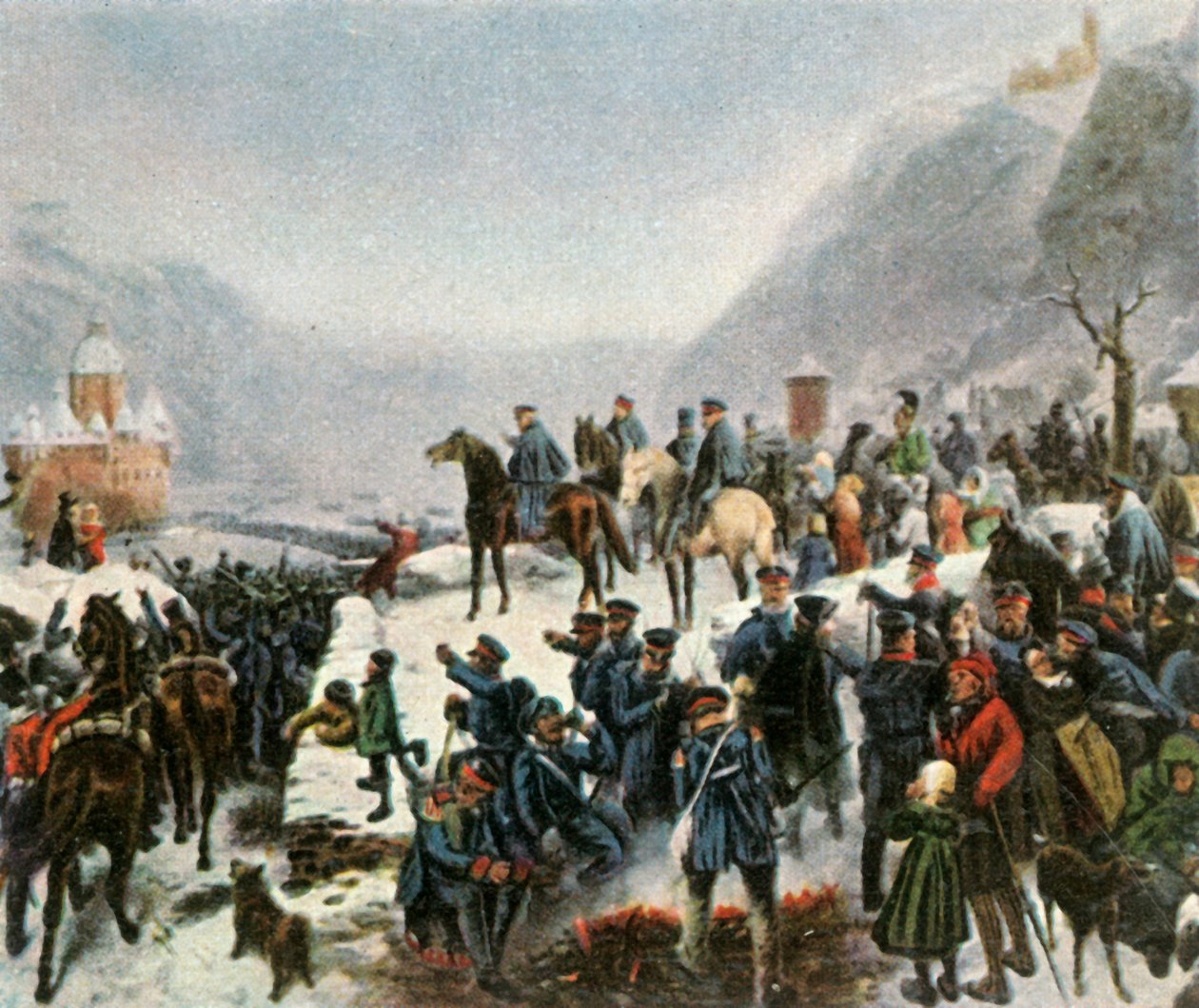 Az 1. sziléziai hadsereg átkelt a Rajnán Kaub közelében, 1814. január 1-jén, 1936. alkotó: Unbekannt