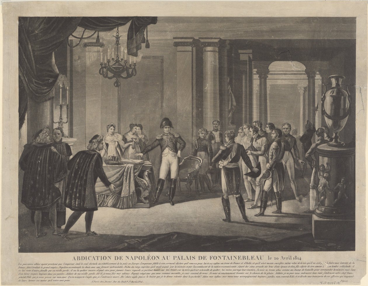 Napóleon lemondása Fontainebleau-ban, 1814 alkotó: Unbekannt