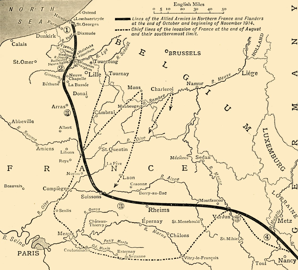 A szövetséges hadseregek Franciaországban és Flandriában, első világháború, 1914, c1920. alkotó: Unbekannt