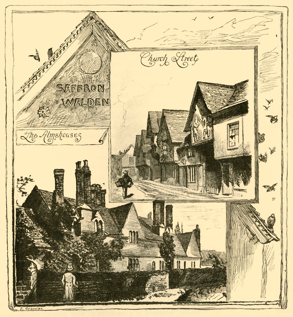 The Almshouses, Audley End és Church Street, Saffron Walden, 1898. alkotó: Unbekannt