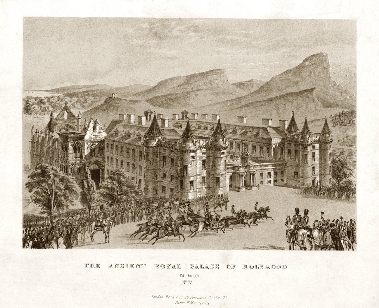 Az ókori Holyrood királyi palota. Edinburgh, 19. század közepe alkotó: Unbekannt