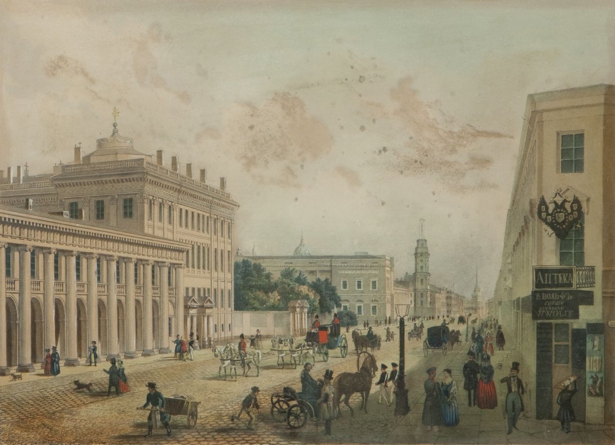 Az Anicskov-palota Szentpéterváron, az 1840-es évek vége. alkotó: Unbekannt