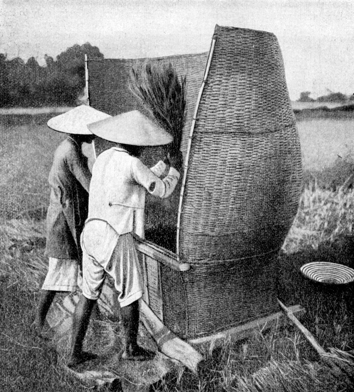 A rizs aratásának és csépésének annami módja, Annam, Vietnam, 1922 alkotó: Unbekannt