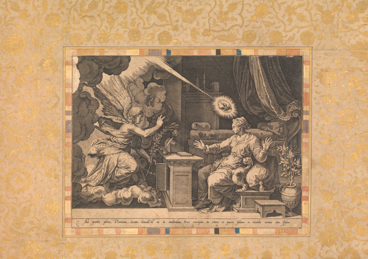 Az Angyali üdvözlet, Folio a Bellini-albumból, kb. 1600. alkotó: Unbekannt