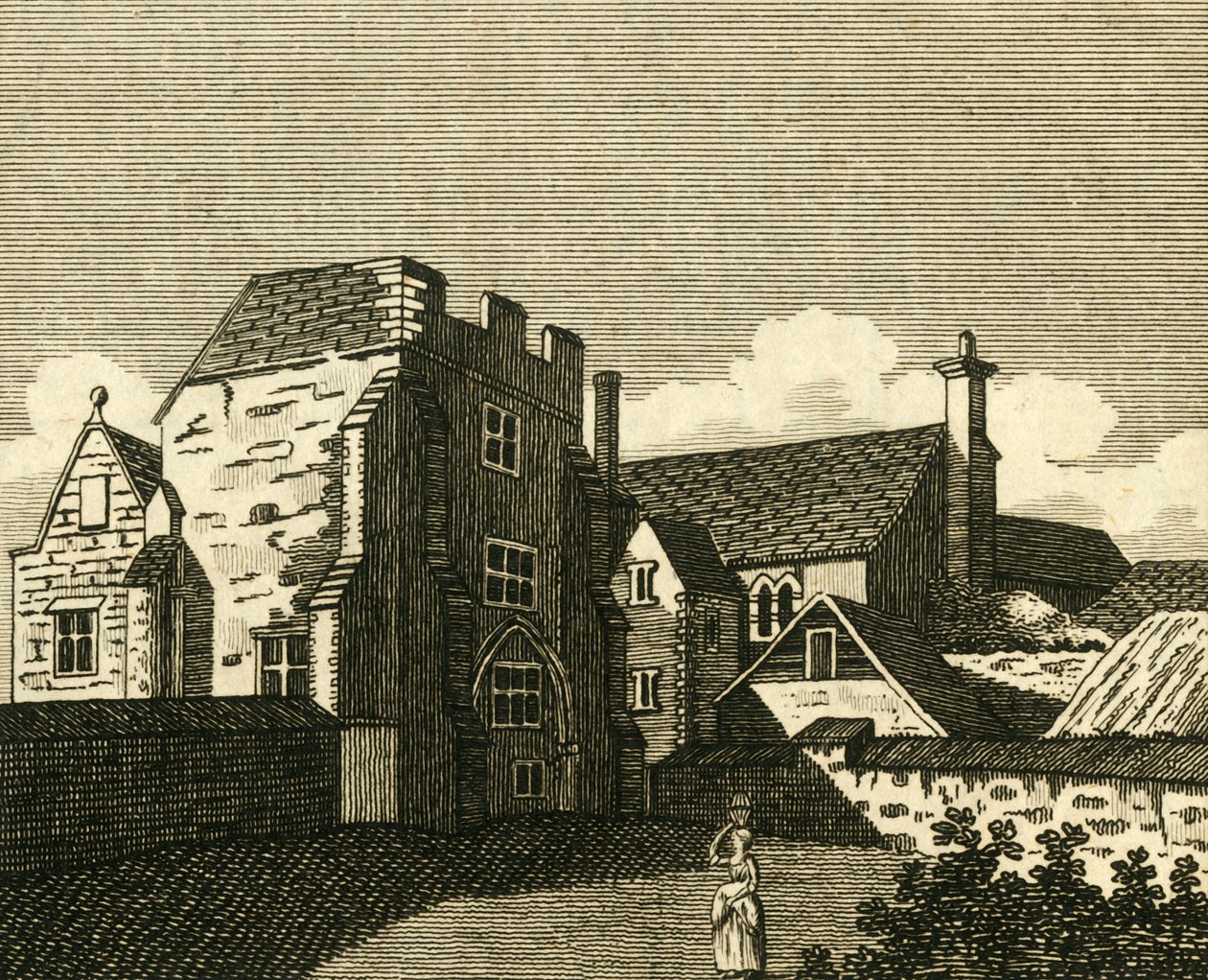 Az érseki palota nagyterme, Canterbury, 1786. alkotó: Unbekannt