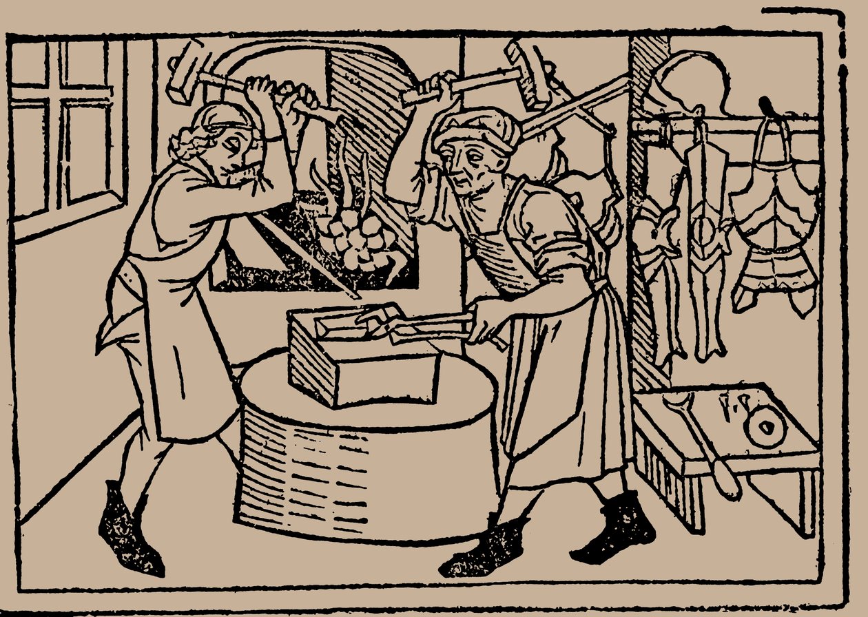 A kovácsművészet. Rodericus Zamorensis Speculum Vitae Humanae-jából, 1479. alkotó: Unbekannt