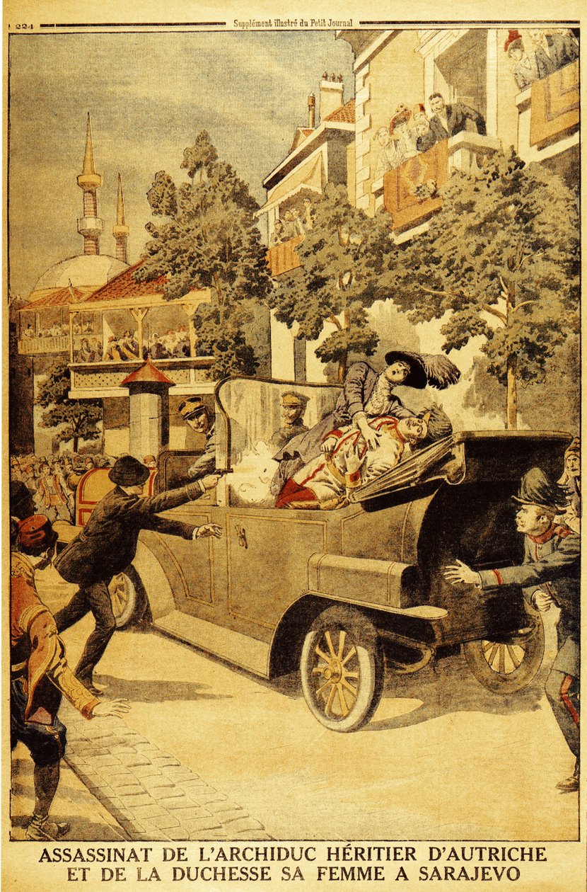 Ferenc Ferdinánd osztrák főherceg és felesége, Zsófia hercegnő meggyilkolása, Gavrilo Pr alkotó: Unbekannt