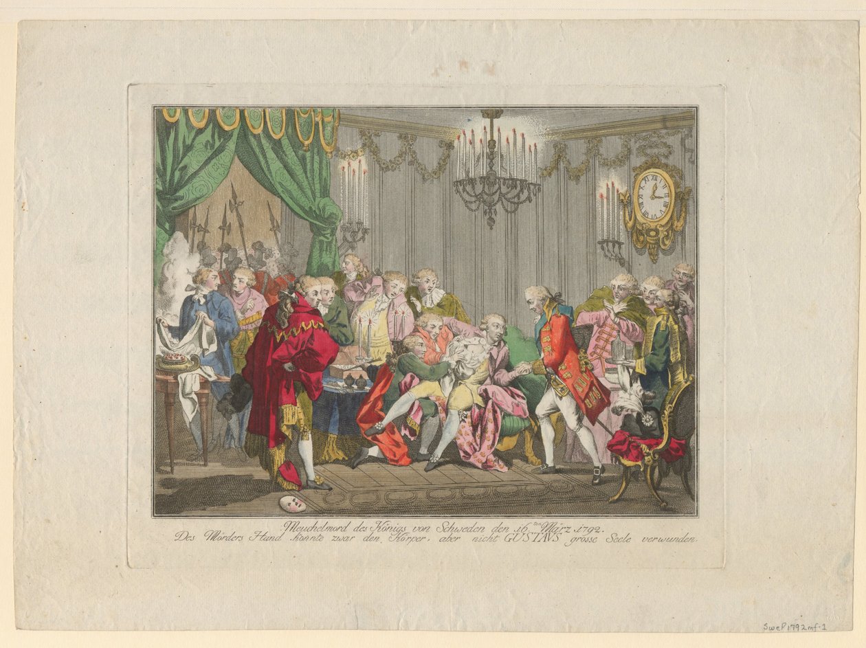Gusztáv király meggyilkolása 1792. március 16-án, 1792 alkotó: Unbekannt