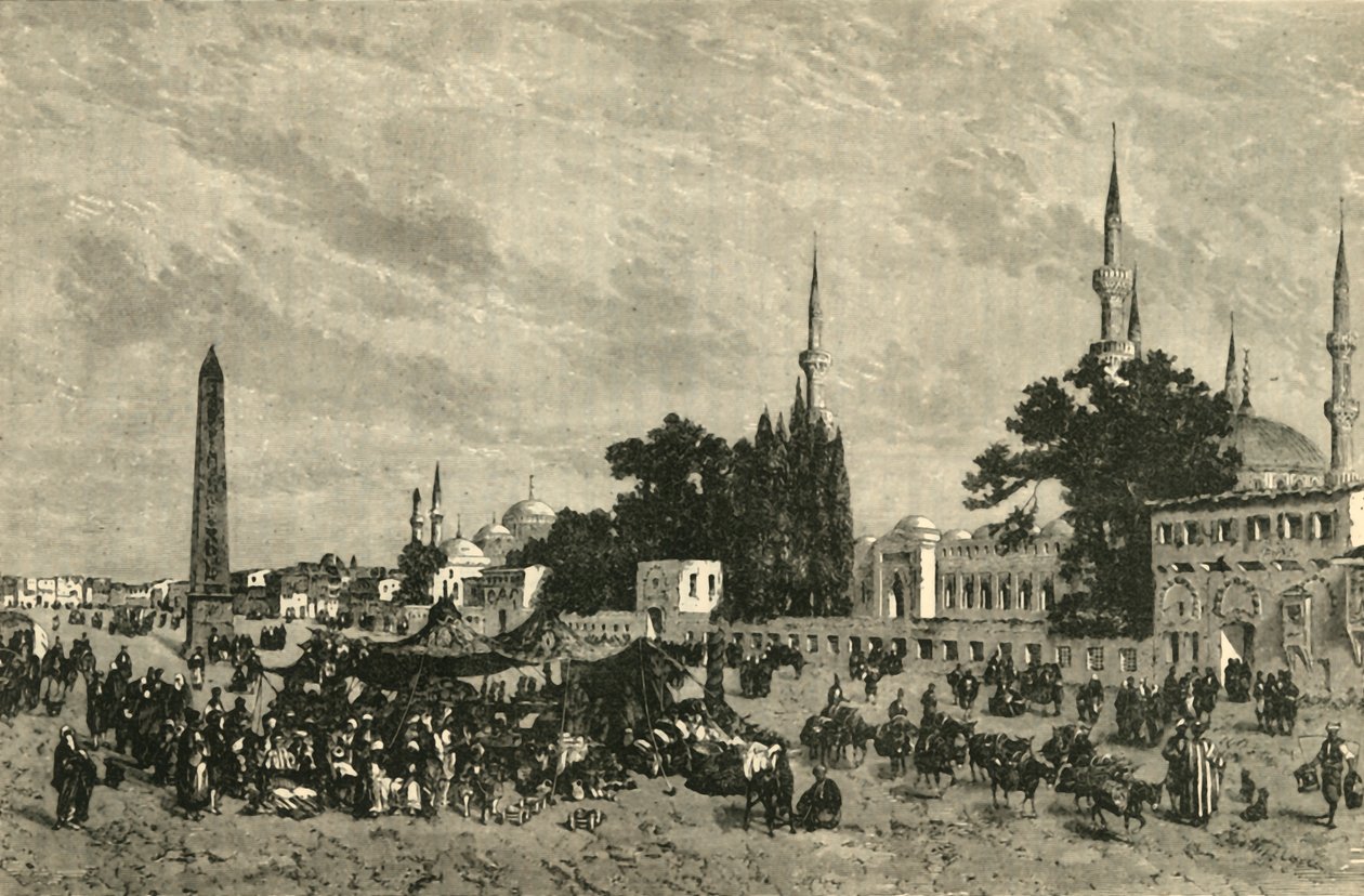 Az At-Meidan – Ősi Hippodrom – Theodosius oszlopával, Konstantinápoly, 1890. alkotó: Unbekannt