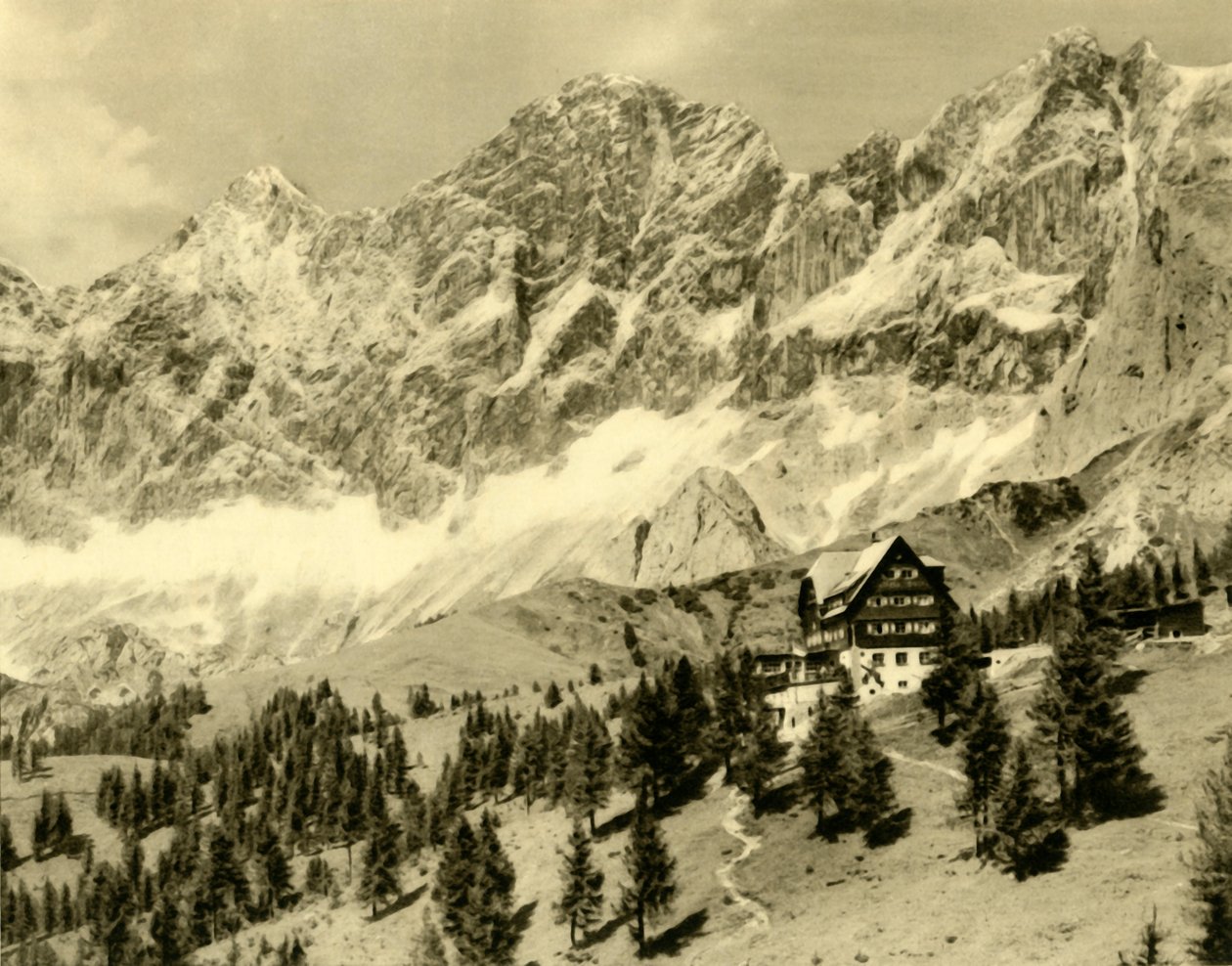 Az Austriahütte és a Dachstein, Stájerország, Ausztria, c1935. alkotó: Unbekannt