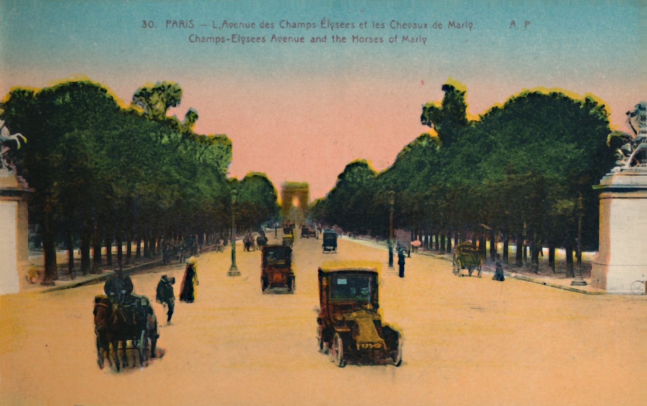Az Avenue des Champs-Elysées és a Marly Horses, Párizs, 1920 alkotó: Unbekannt