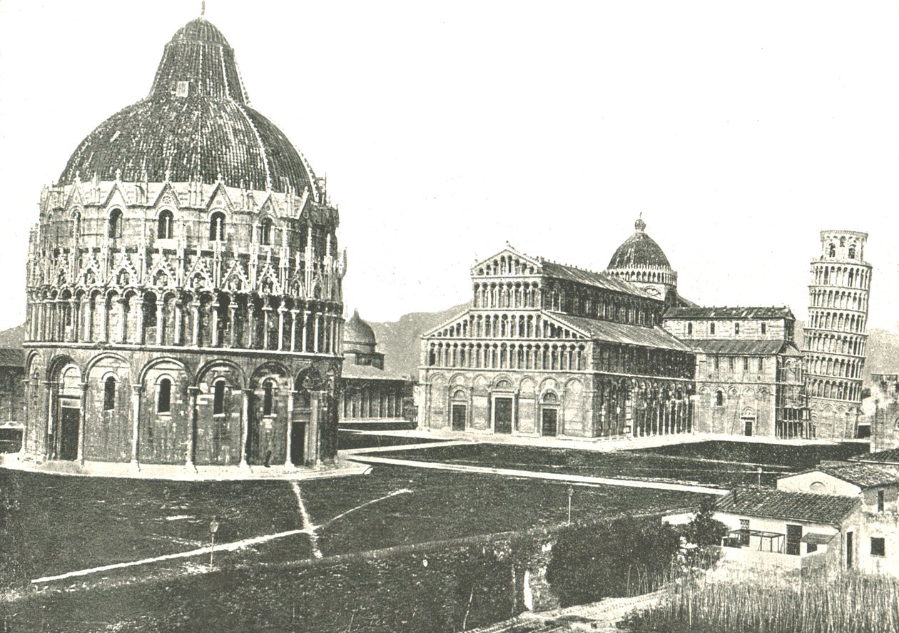 Keresztelőkápolna, katedrális és ferde torony, Pisa, Olaszország, 1895. alkotó: Unbekannt