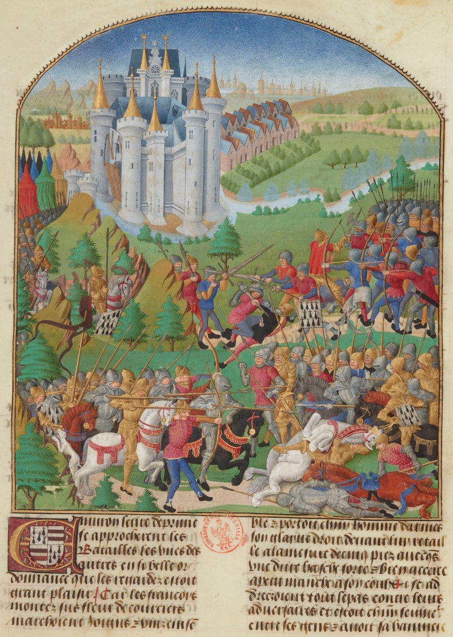 Az auray-i csata 1364. szeptember 29-én Miniatűr összeállításból..., c. 1480. alkotó: Unbekannt