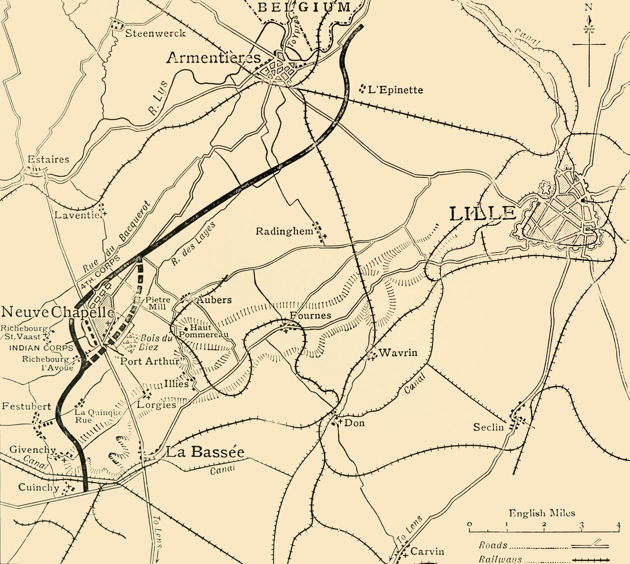 A Neuve Chapelle-i csatatér, első világháború, 1915, 1920 körül. alkotó: Unbekannt