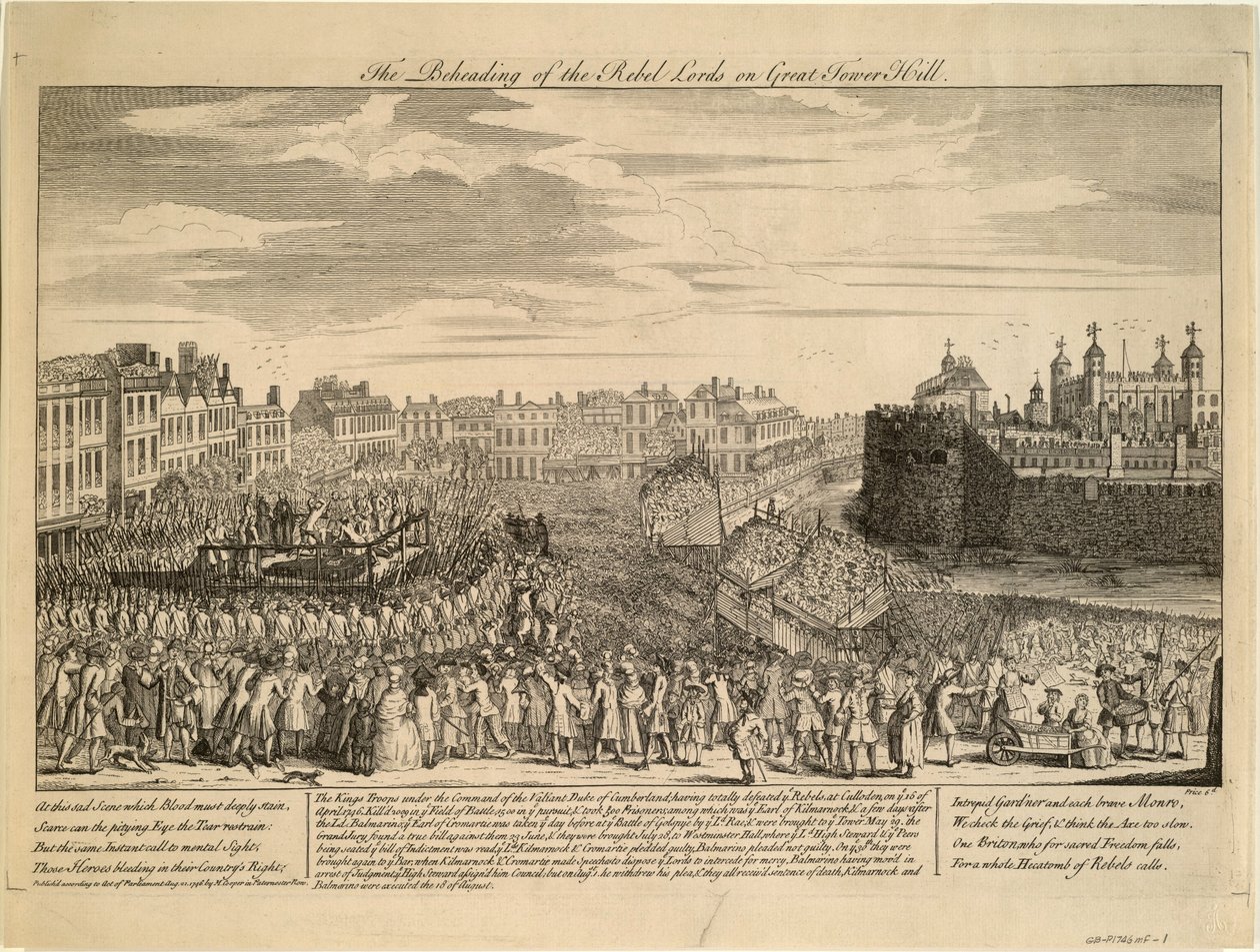 A jakobita lázadók lefejezése a Tower Hillben, 1746 alkotó: Unbekannt