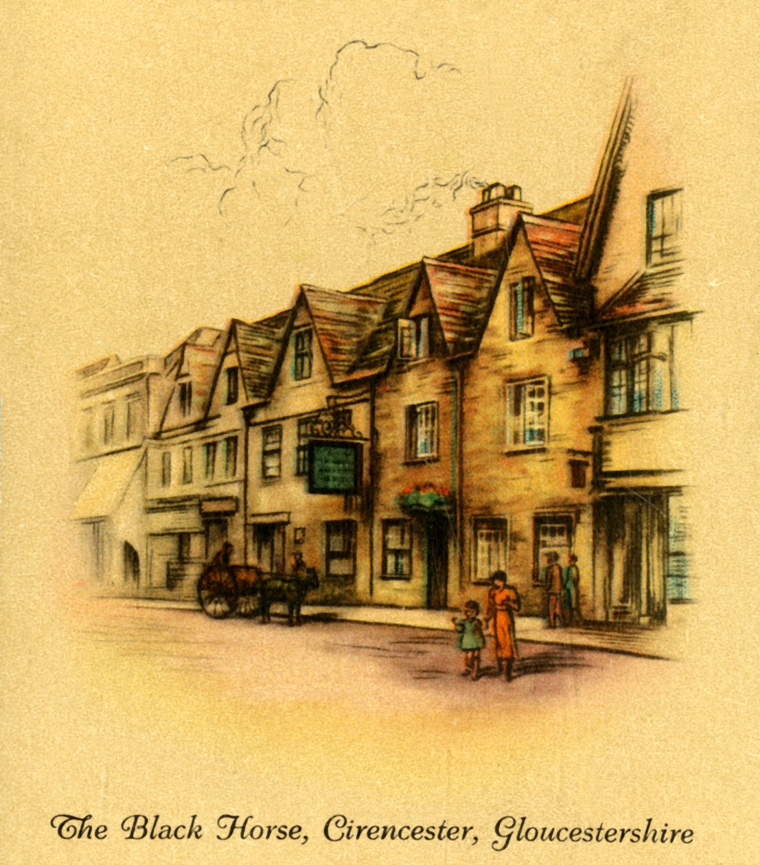 A fekete ló, Cirencester, Gloucestershire, 1936. alkotó: Unbekannt