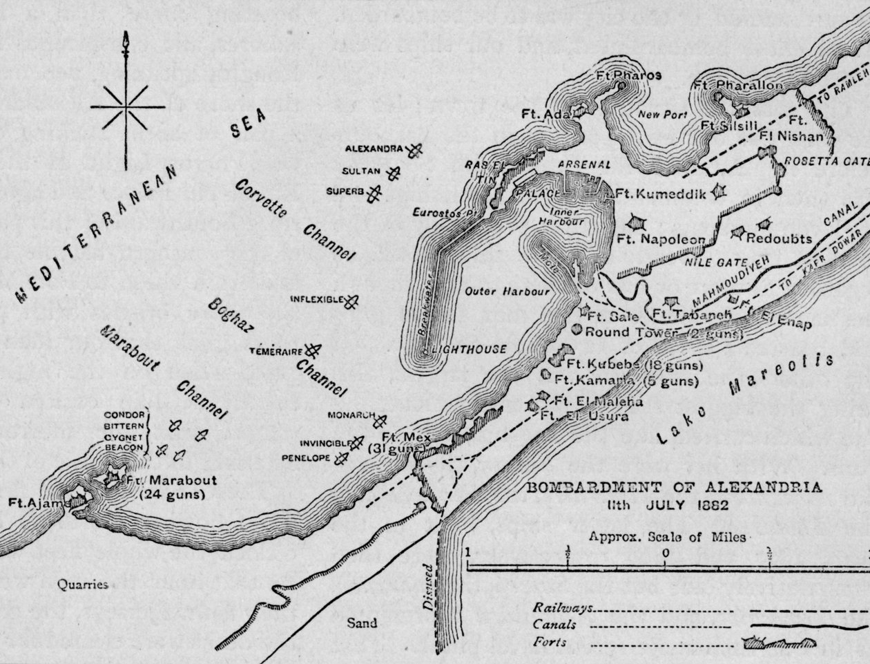 Alexandria bombázása: térképvázlat, 1902 alkotó: Unbekannt