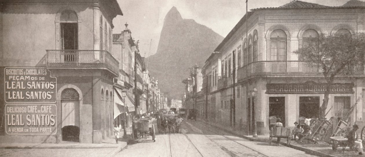 A divatos Rua Sao Clemente Botafogo vége. Corcovado a távolban, 1914 alkotó: Unbekannt