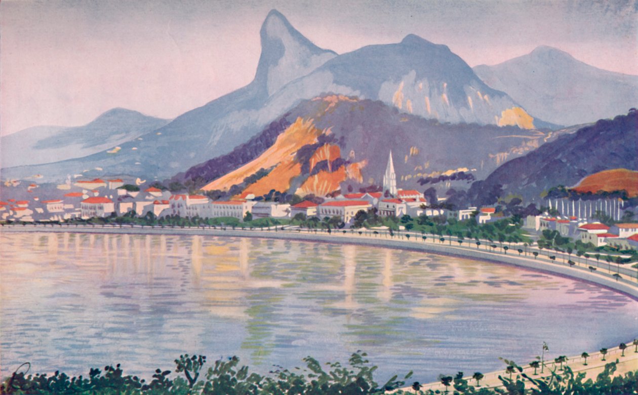 A Rios-öböl-parti sugárút Botafogo része, a Corcovado-hegyre néz, 1914 alkotó: Unbekannt