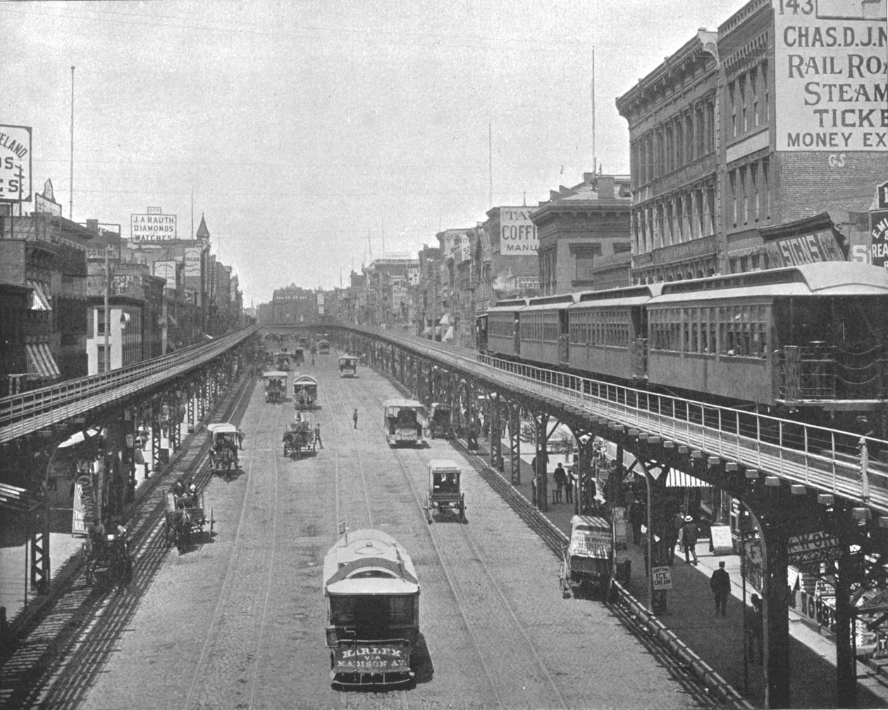 A Bowery észak felé néz, New York, USA, 1900. alkotó: Unbekannt