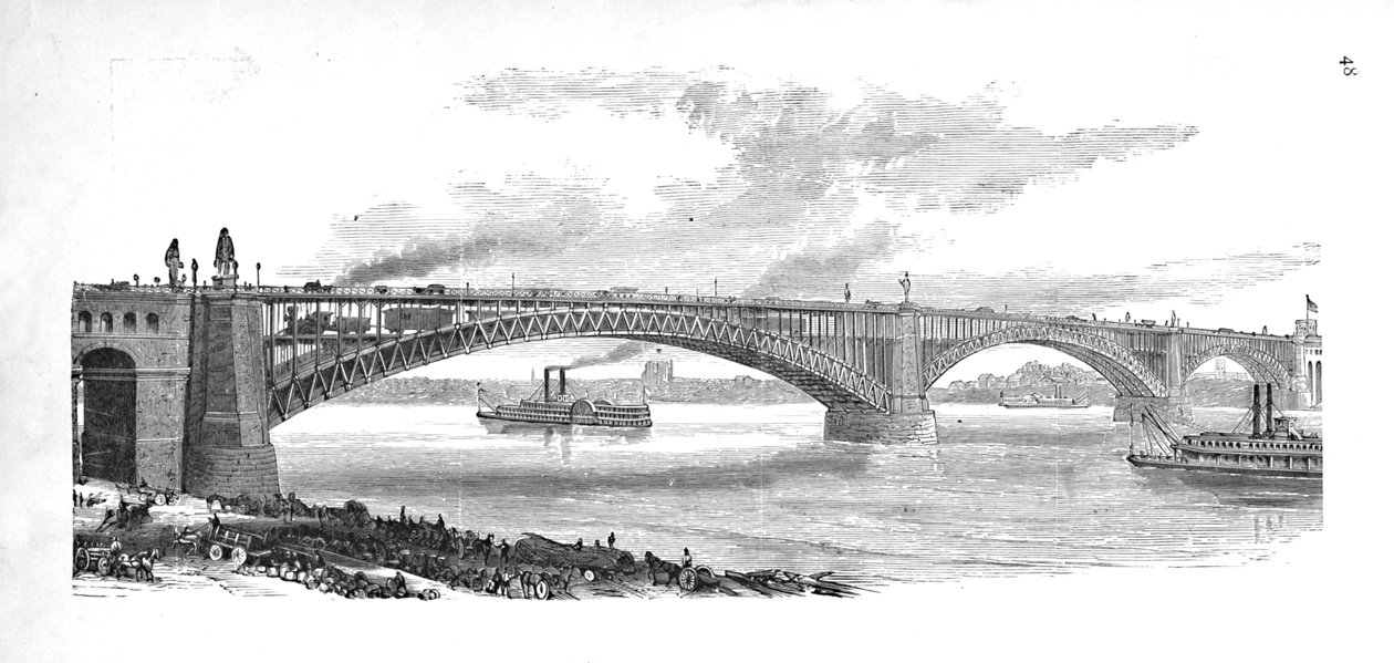A Mississippin átívelő híd St. Louisban, 1883 alkotó: Unbekannt