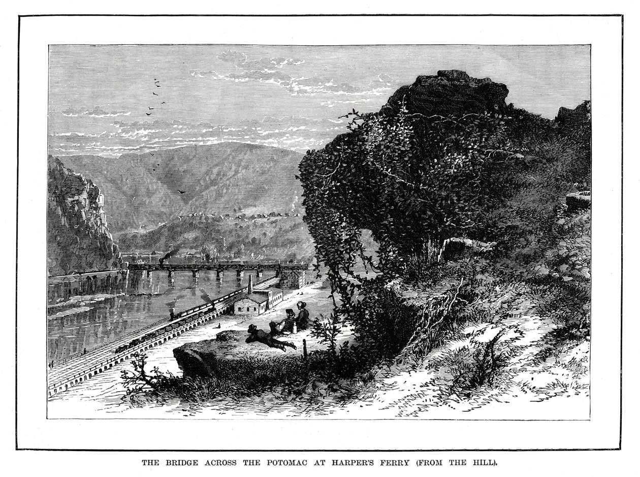 A Potomac hídja a Harpers Ferrynél, Nyugat-Virginia, USA, 1877 alkotó: Unbekannt