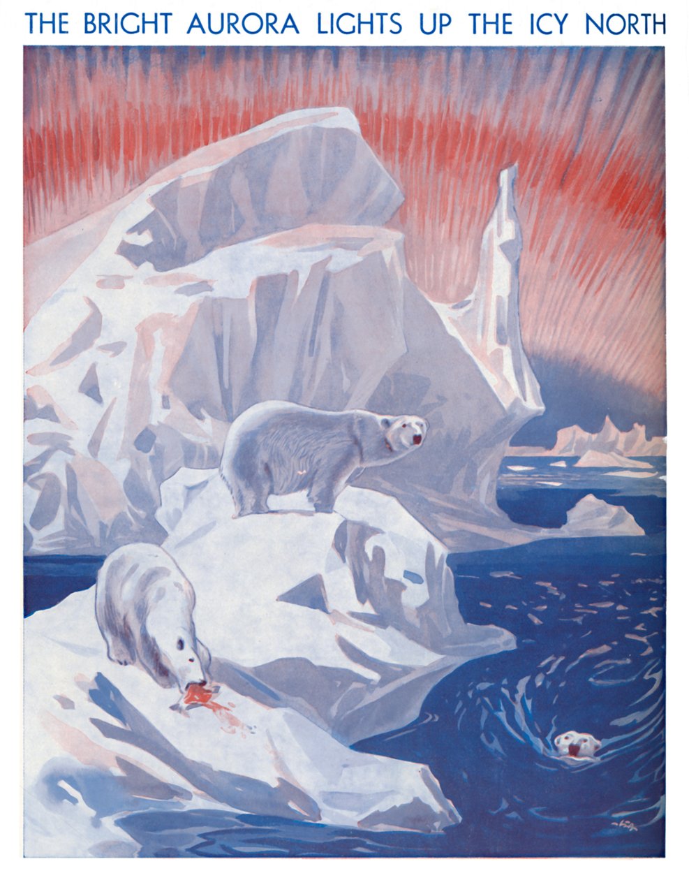 A fényes aurora megvilágítja a jeges északot, 1935 alkotó: Unbekannt